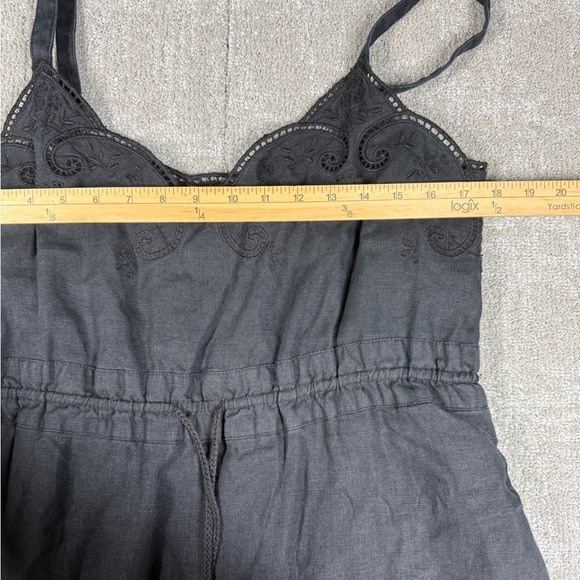 J. Crew black 100% Linen Embossed Lined Waist Tie Midi Dress Minimalist Sz 10 - Picture 3 of 8